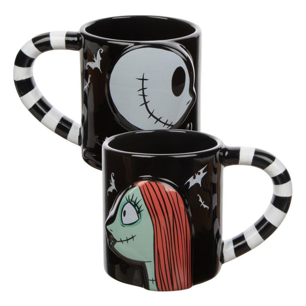 Picture of The Nightmare Before Christmas Jack & Sally 20 oz. Sculpted Ceramic Mugs - Set of 2