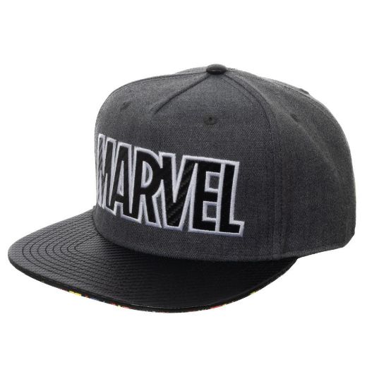 Picture of Marvel Logo Carbon Fiber Flat Bill Snapback
