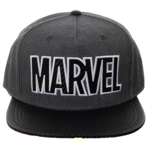 Picture of Marvel Logo Carbon Fiber Flat Bill Snapback