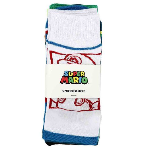 Picture of Nintendo Character Colorblock 5 Pair Crew Socks