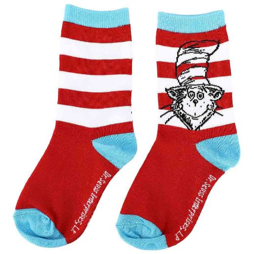 Picture of Dr. Seuss Cat in the Hat 3 Pair Youth Crew Socks