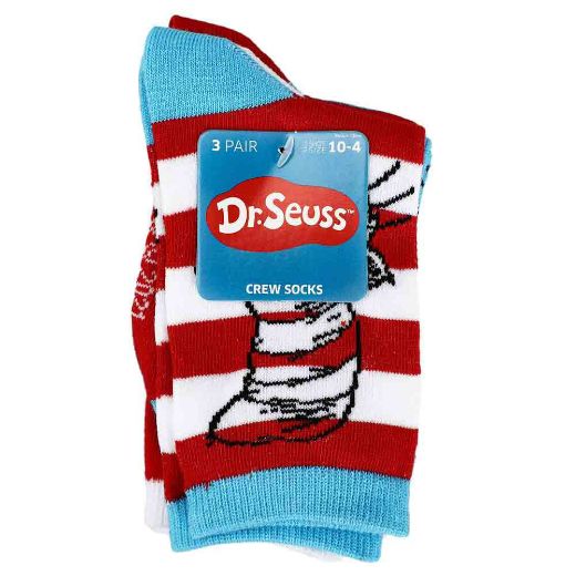 Picture of Dr. Seuss Cat in the Hat 3 Pair Youth Crew Socks