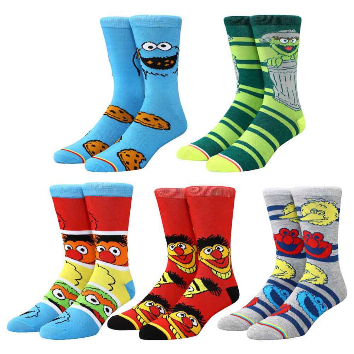 Picture of Sesame Street Characters 5 Pair Crew Socks