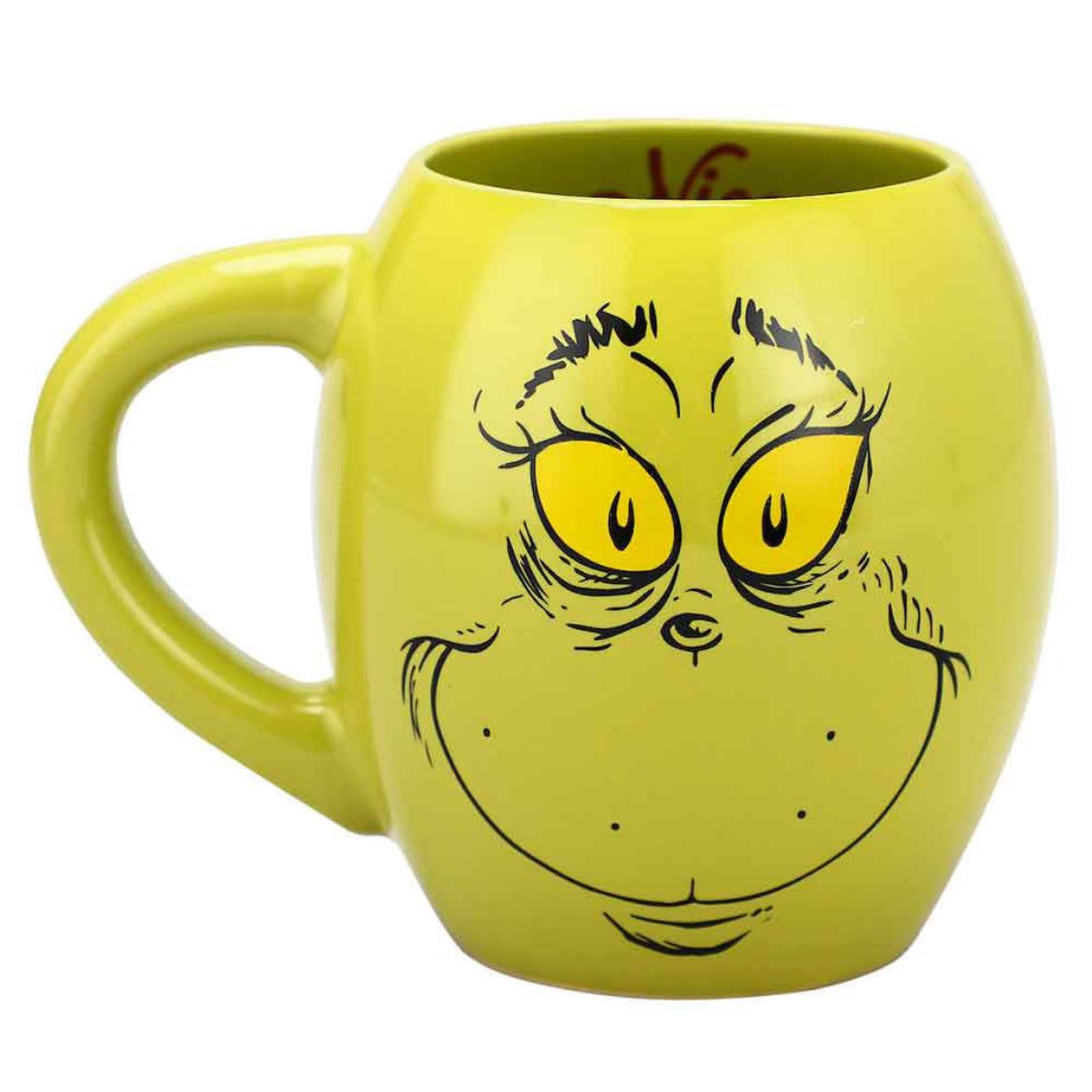 Picture of The Grinch Big Face Naughty or Nice Green 18 oz Oval Ceramic Coffee Mug