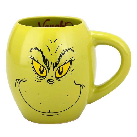 Picture of The Grinch Big Face Naughty or Nice Green 18 oz Oval Ceramic Coffee Mug