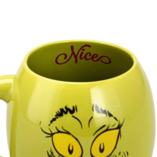 Picture of The Grinch Big Face Naughty or Nice Green 18 oz Oval Ceramic Coffee Mug