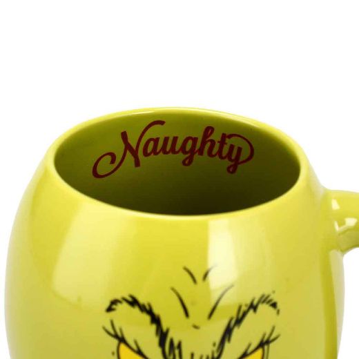 Picture of The Grinch Big Face Naughty or Nice Green 18 oz Oval Ceramic Coffee Mug