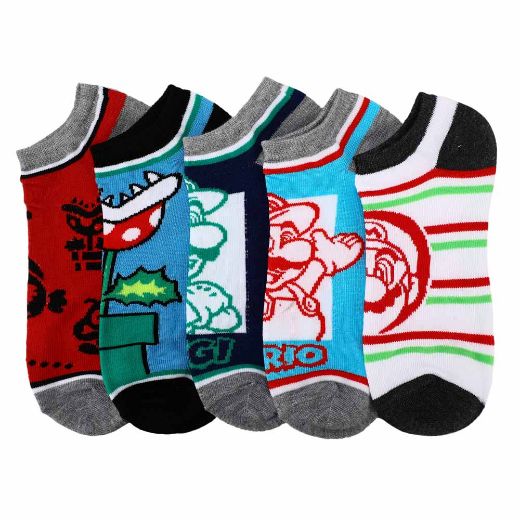 Picture of Super Mario Mixed Icons 5 Pair Ankle Socks