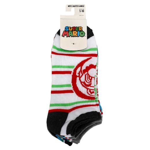 Picture of Super Mario Mixed Icons 5 Pair Ankle Socks
