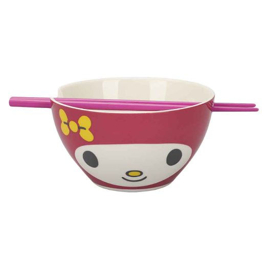 Picture of My Melody 20 oz. Ceramic Ramen Bowl with Chopsticks