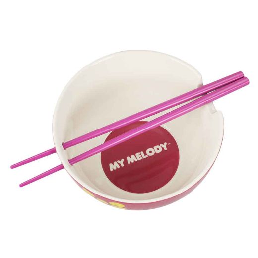 Picture of My Melody 20 oz. Ceramic Ramen Bowl with Chopsticks