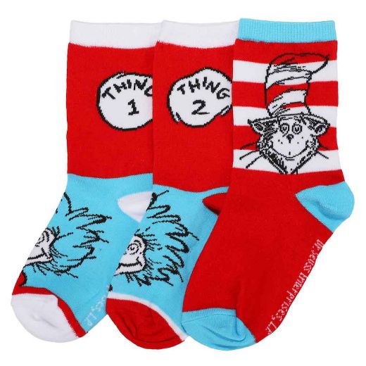Picture of Dr. Seuss Cat in the Hat 3 Pair Youth Crew Socks