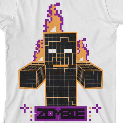Picture of Minecraft Pixel Zombie Unisex Youth Tee