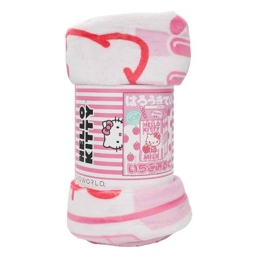 Picture of Hello Kitty Strawberry Milk Sherpa Fleece Throw Blanket