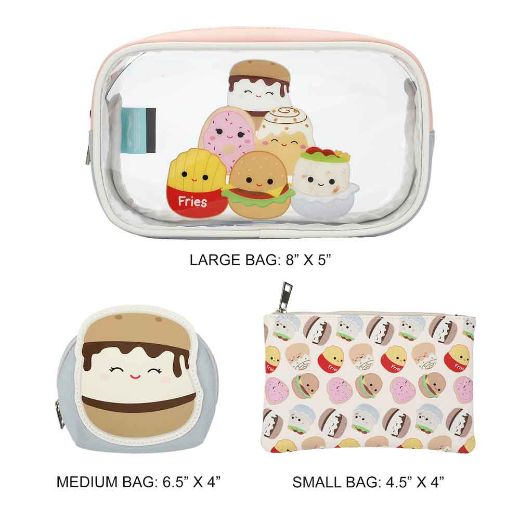 Picture of Squishmallows Food Squad Travel Cosmetic Bags - Set of 3