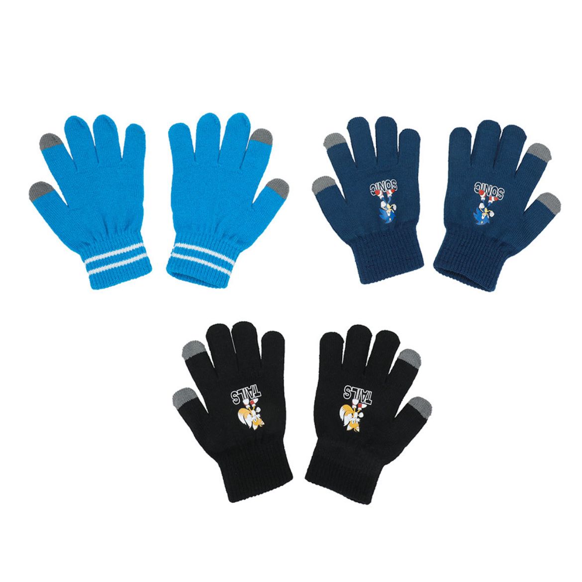 Picture of Sonic the Hedgehog & Tails Youth 3 Pack Knit Gloves