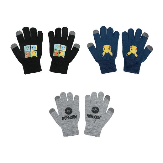 Picture of Pokemon Characters Youth 3 Pack Knit Gloves