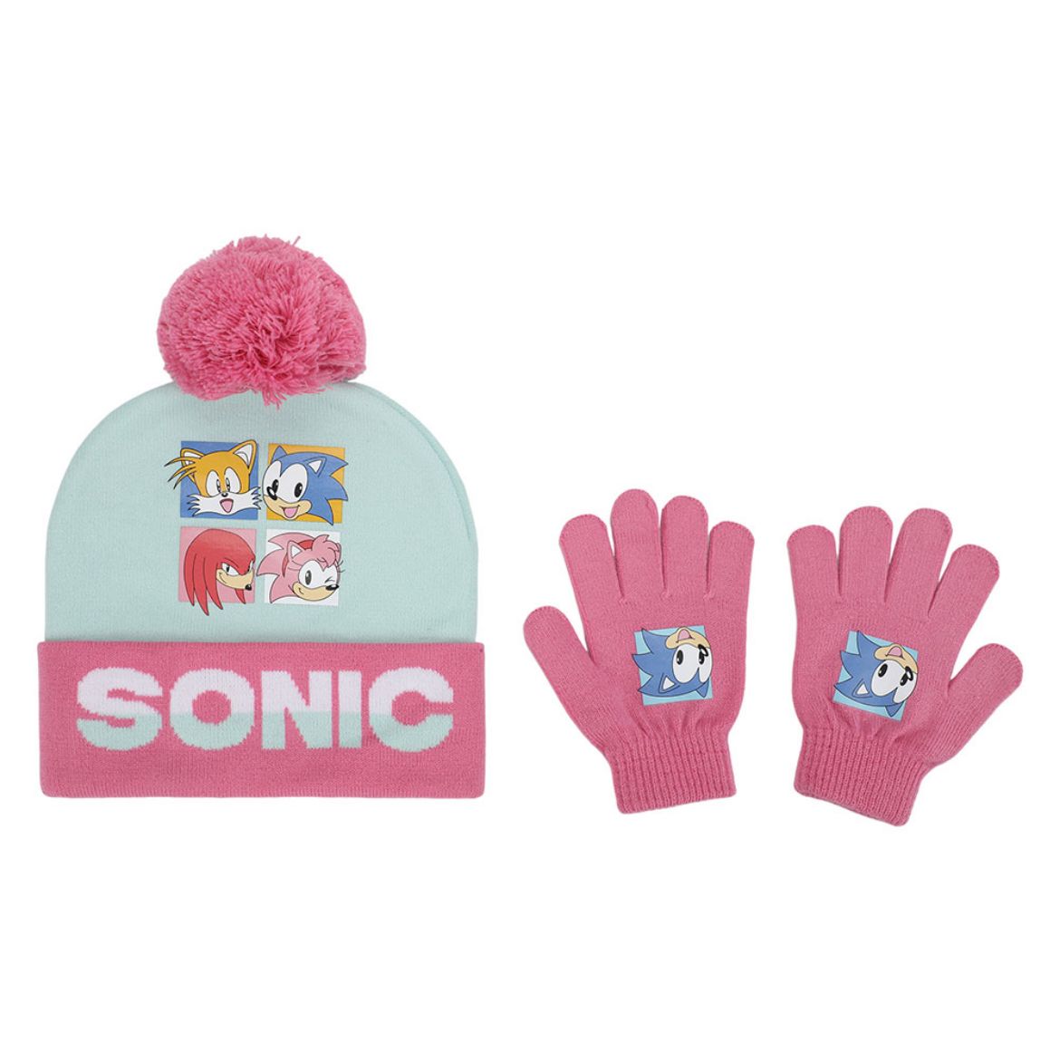 Picture of Sonic the Hedgehog Pink Youth Beanie & Gloves Combo