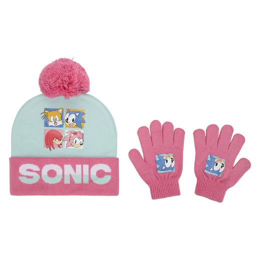 Picture of Sonic the Hedgehog Pink Youth Beanie & Gloves Combo