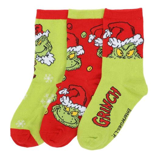 Picture of Dr. Seuss How the Grinch Stole Christmas 3 Pair Youth Crew Box Set