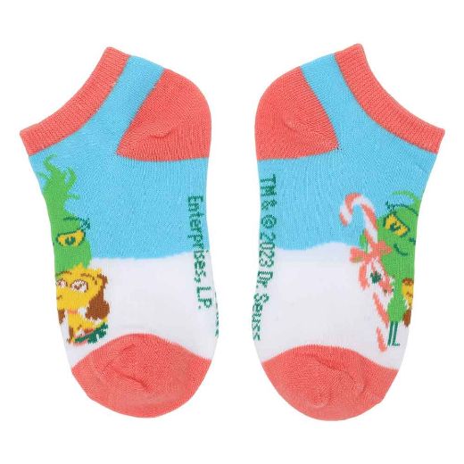 Picture of Dr. Seuss The Grinch Chibi Youth 6 Pair Ankle Socks