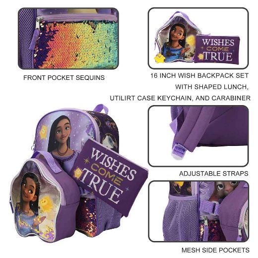 Picture of Disney Wish Asha 5 pc Youth Backpack Set