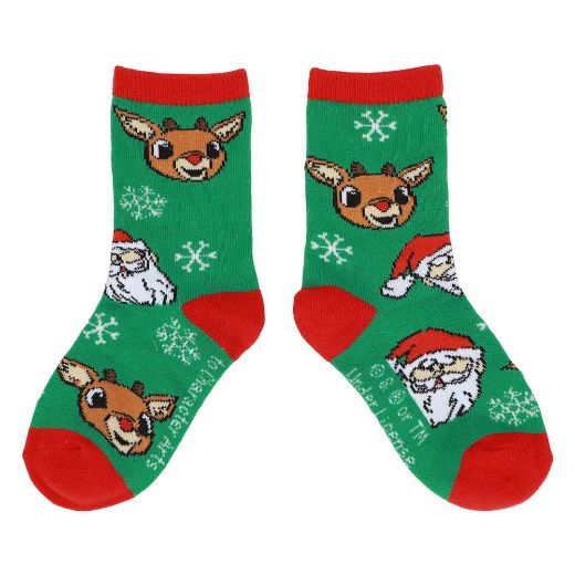 Picture of Rudolph 3D Plush 2 Pair Youth Crew Socks