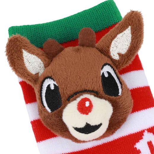 Picture of Rudolph 3D Plush 2 Pair Youth Crew Socks