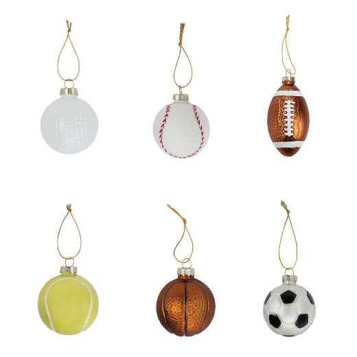 Picture of Christmas Sport Ball Ornaments - Set of 6