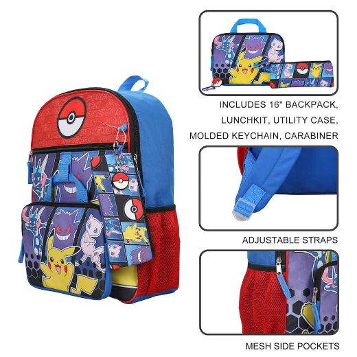 Picture of Pokemon Pokeball 5 pc Youth Backpack Set