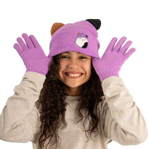 Picture of Squishmallows Cam the Cat 3D Youth Beanie & Gloves Combo