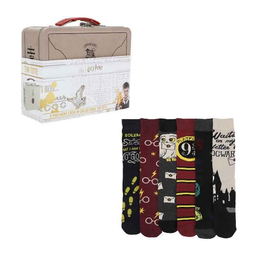 Picture of Harry Potter Hogwarts 6 Pair Crew Socks with Tin Tote