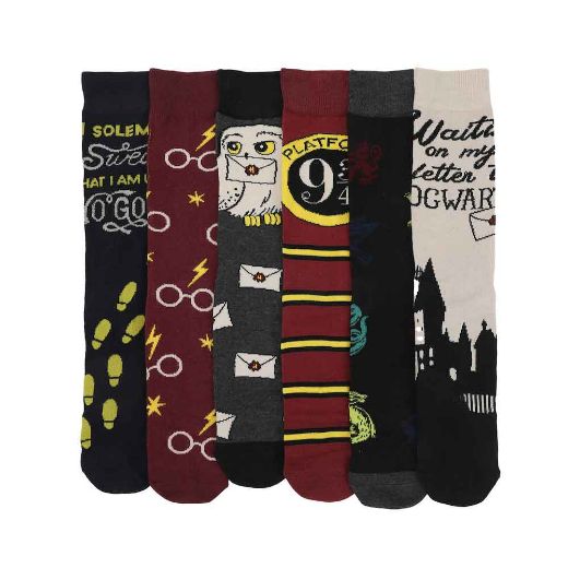 Picture of Harry Potter Hogwarts 6 Pair Crew Socks with Tin Tote
