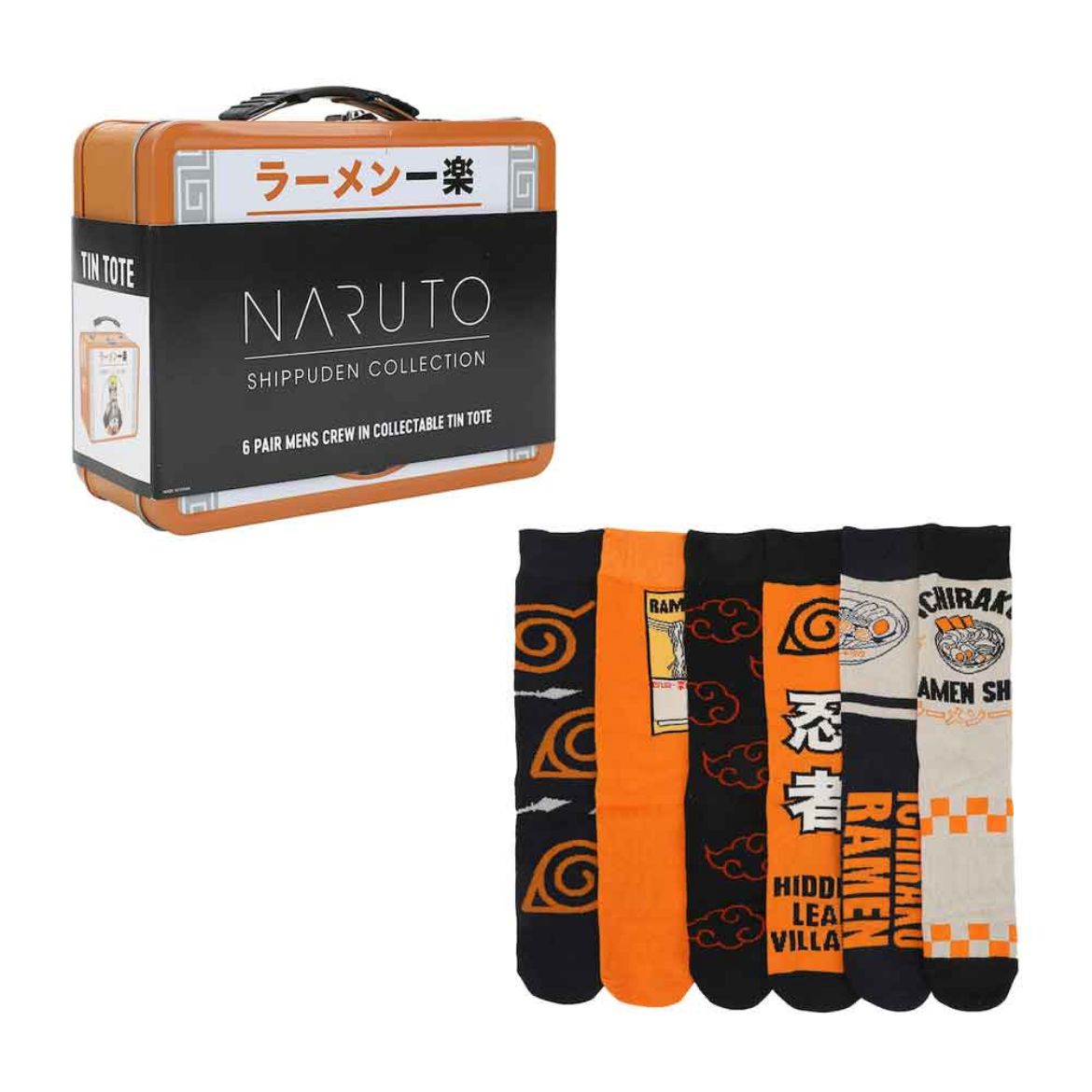 Picture of Naruto Shippuden 6 Pair Crew Socks with Tin Tote