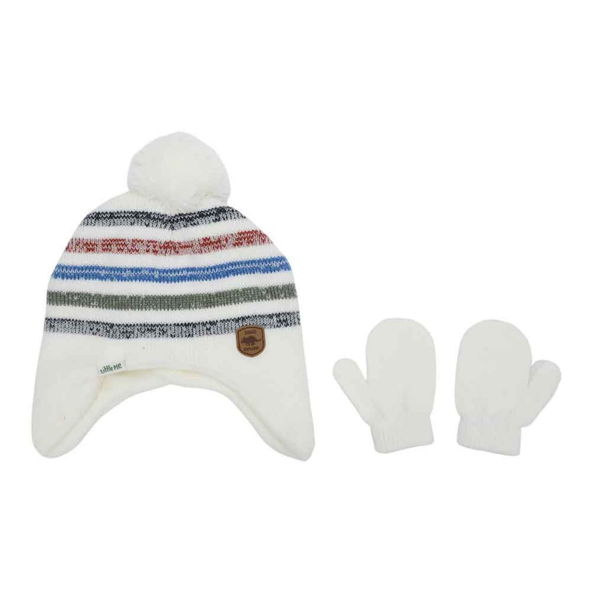 Picture of Little Me Dino Explore Pom Beanie & Mitten Set