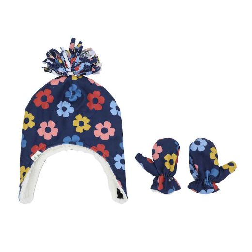 Picture of Little Me Flower Pilot Beanie & Mitten Combo