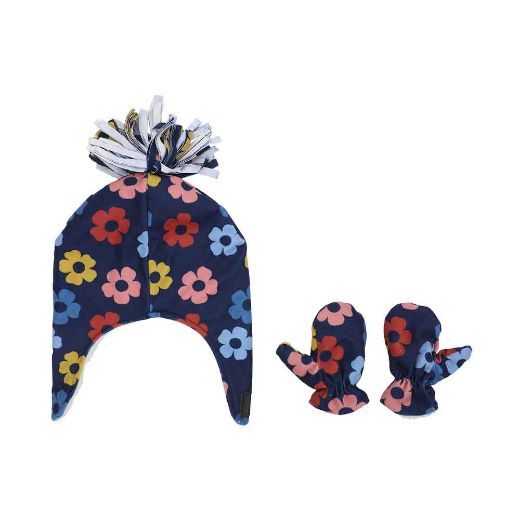 Picture of Little Me Flower Pilot Beanie & Mitten Combo