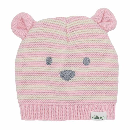 Picture of Little Me Pink Bear Beanie & Mitten Combo - Infant 3/9 M