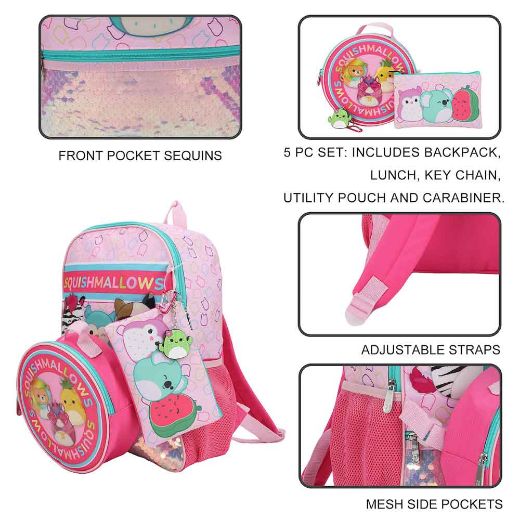 Picture of Squishmallows Crew 5 pc Youth Backpack Set