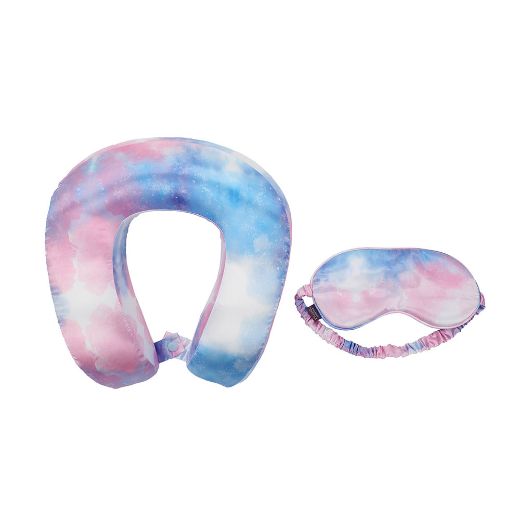 Picture of Tie Dye Satin Neck Pillow & Eye Mask Travel Set