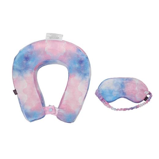 Picture of Tie Dye Satin Neck Pillow & Eye Mask Travel Set