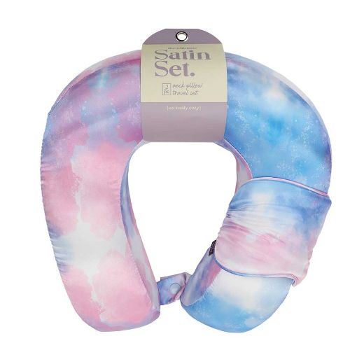 Picture of Tie Dye Satin Neck Pillow & Eye Mask Travel Set