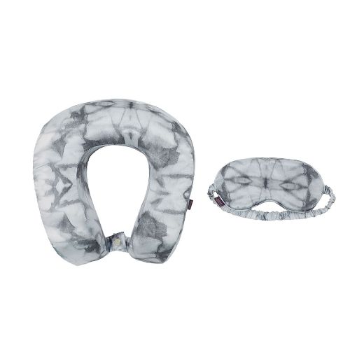 Picture of Marbled Satin Neck Pillow & Eye Mask Travel Set
