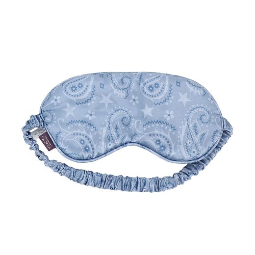 Picture of Blue Paisley Satin Neck Pillow & Eye Mask Travel Set