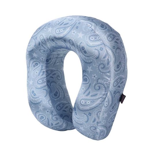 Picture of Blue Paisley Satin Neck Pillow & Eye Mask Travel Set