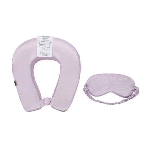 Picture of Lavender Satin Neck Pillow & Eye Mask Travel Set