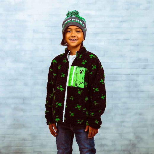 Picture of Minecraft Creeper Youth Sherpa Fleece Jacket