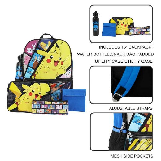 Picture of Pokemon Characters 5 pc Youth Backpack Set
