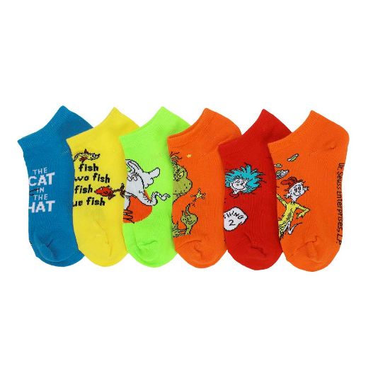 Picture of Dr. Seuss Youth 6 Pair Ankle Socks