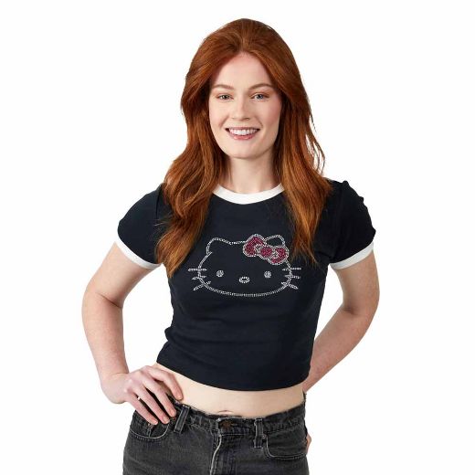 Picture of Hello Kitty Rhinestone Juniors Contrast Ringer Pre-pack Tee
